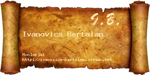 Ivanovics Bertalan névjegykártya